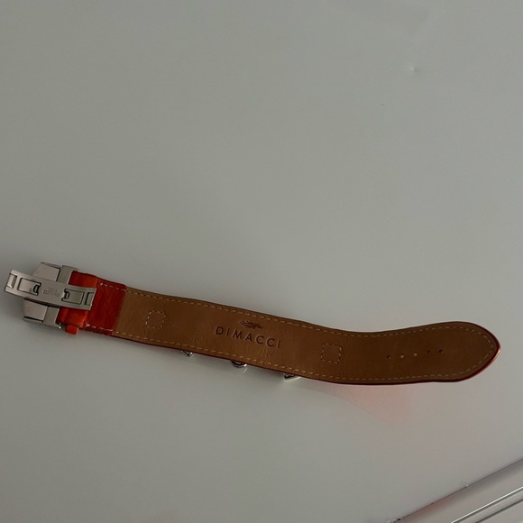 Dimacci Orange Leather Bracelet with a Silver Bit - Picture 2 of 4